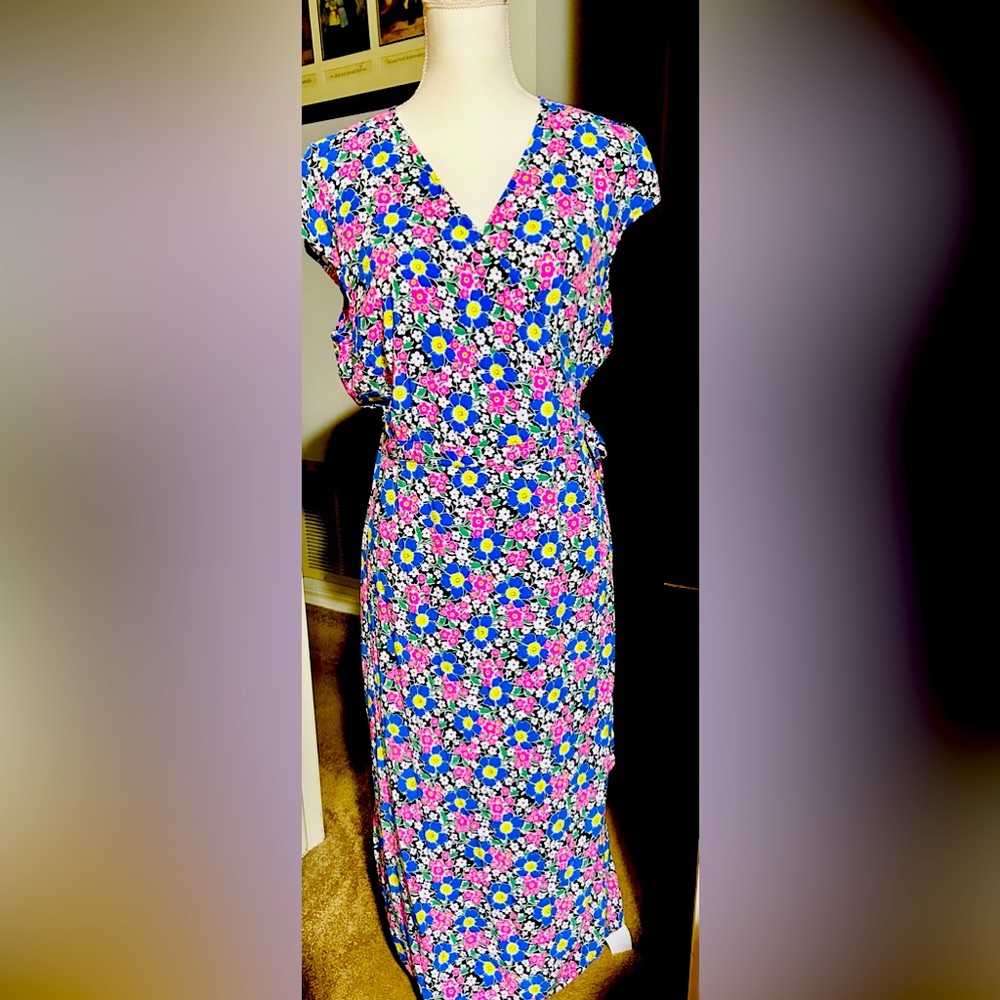 J . Crew Floral print Midi length Wrap Dress    FINAL PRICE ......FINALAL PRICE